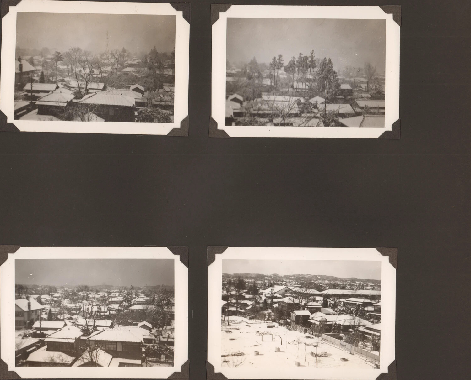 Photo Album Page: Snow-Covered Japanese Townscape, Occupation Era
