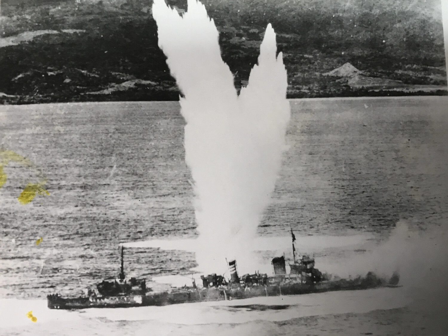 Near-Miss Bomb Attack on Japanese Destroyer, Southwest Pacific