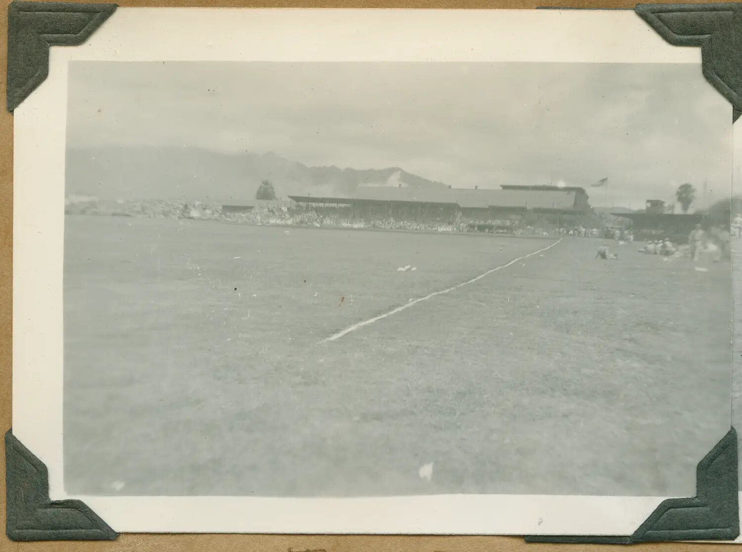 Athletic Field and Grandstand with Spectators, Oahu, Hawaii, World War II Era