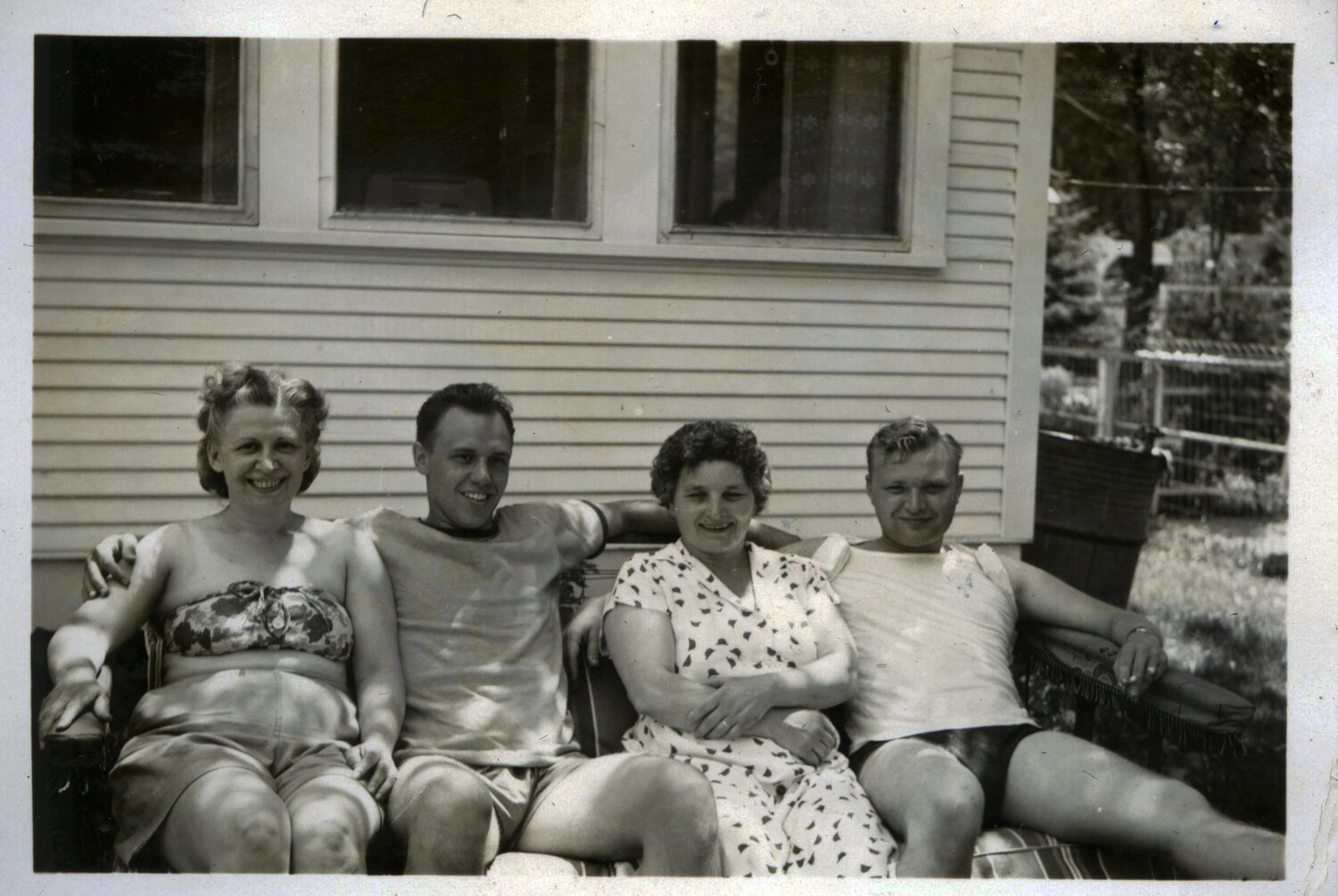 Family Gathered on Porch, Home-Front Snapshot, Korean War Era
