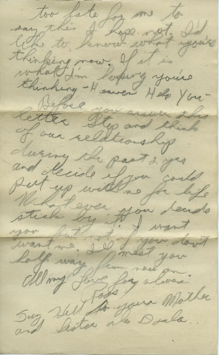 Handwritten Pencil Letter, WWII-Era Personal Correspondence (Moon/Sammiet Collection)