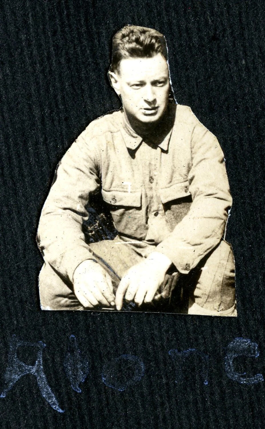 Portrait of an American Doughboy in AEF Service Uniform, Mounted in a WWI-Era Photograph Album