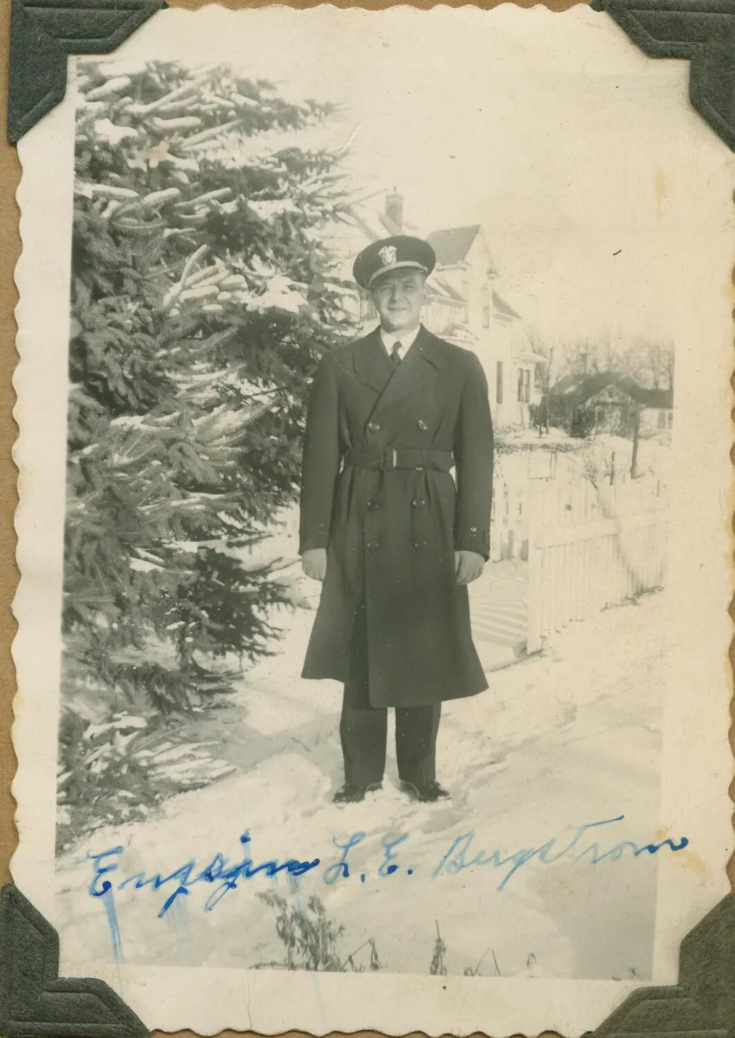 Portrait of Ensign L. E. Bergstrom, U.S. Navy, in Winter Dress