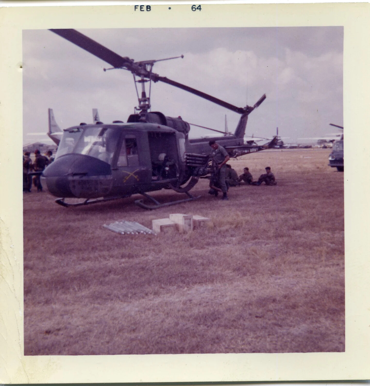 U.S. Army UH-1 Helicopter with Ground Crew, Vietnam, February 1964