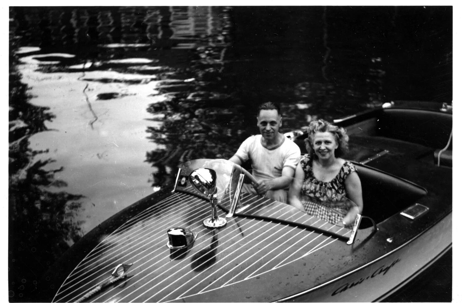 Couple Aboard a Chris-Craft Runabout, Personal Collection, Korean War Era