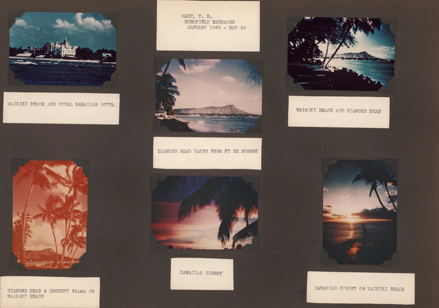 Scrapbook Page: Oahu, Territory of Hawaii, Schofield Barracks, January-May 1945
