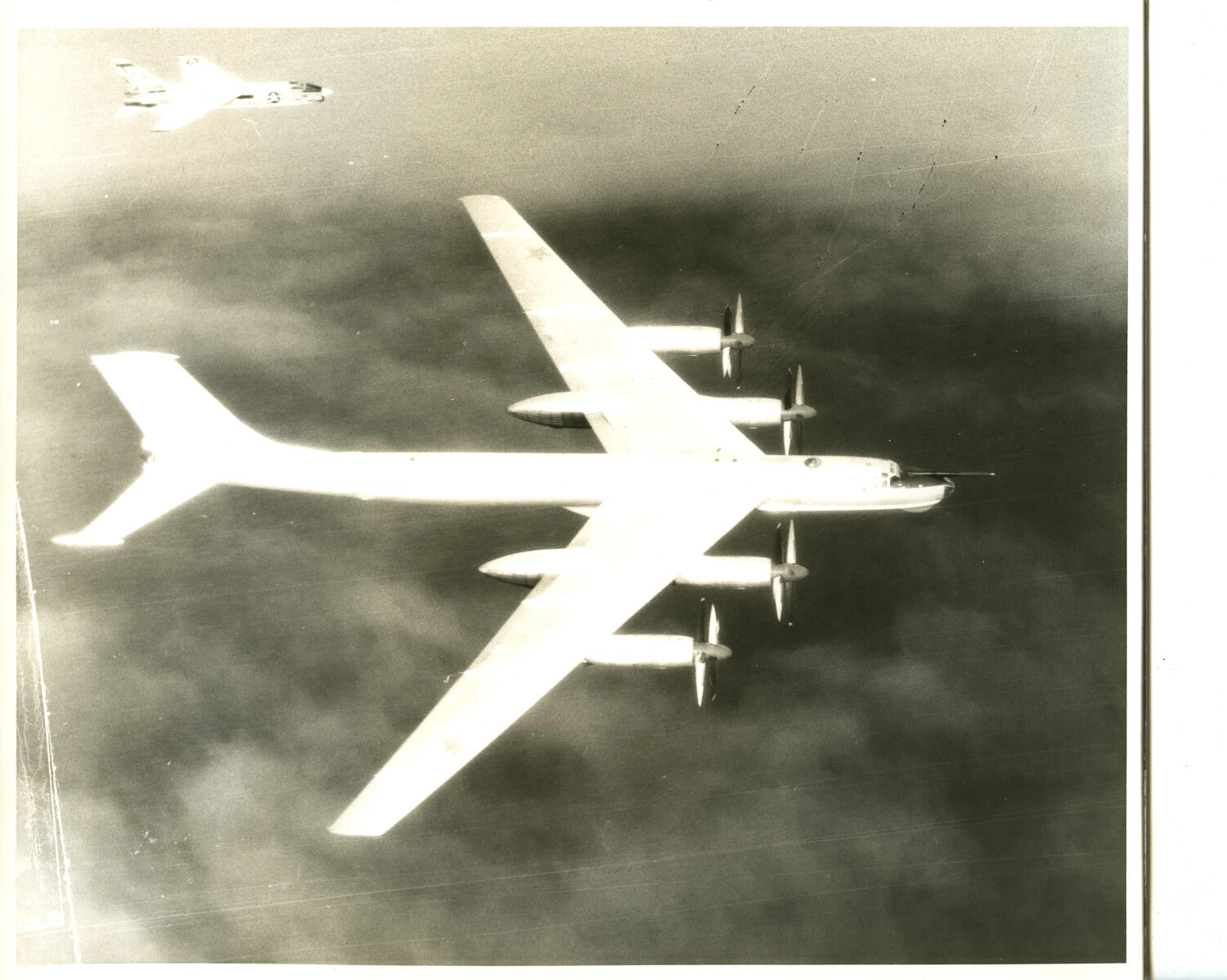 U.S. Navy Fighter Intercepts Soviet Tu-95 'Bear' Bomber, USS Ticonderoga Collection, Vietnam Era