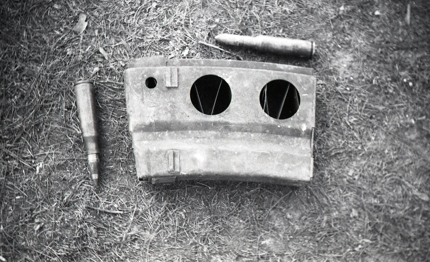 Damaged Japanese Light Machine Gun Magazine and Cartridges, Luzon, Philippines, WWII