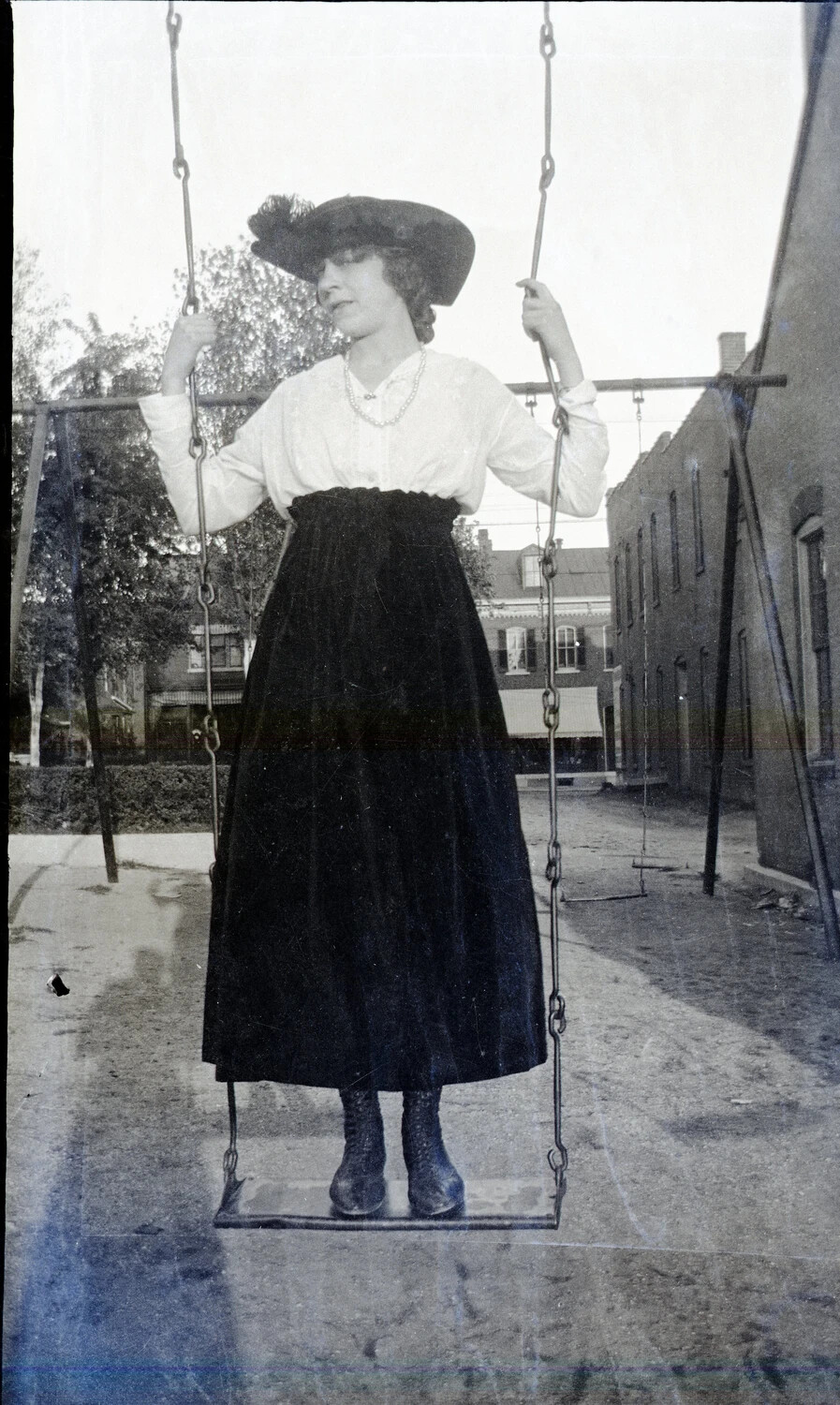 Young Woman on a Swing, France, World War I Era