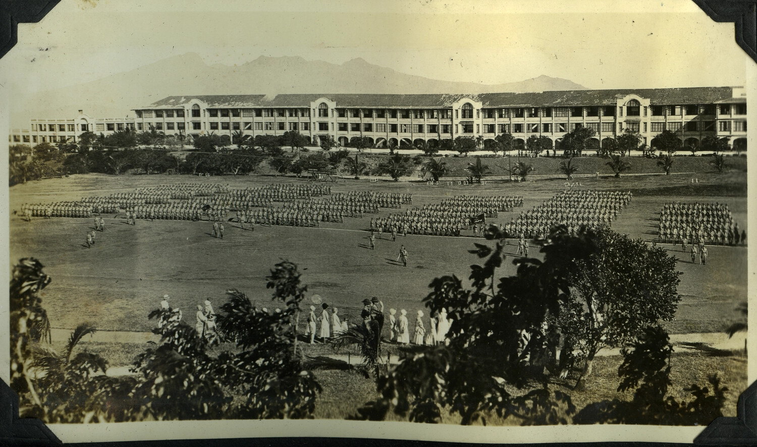 Panoramic View of Massed Troop Review, U.S. Army Post, Manila, Philippine Islands, Pre-World War II Era
