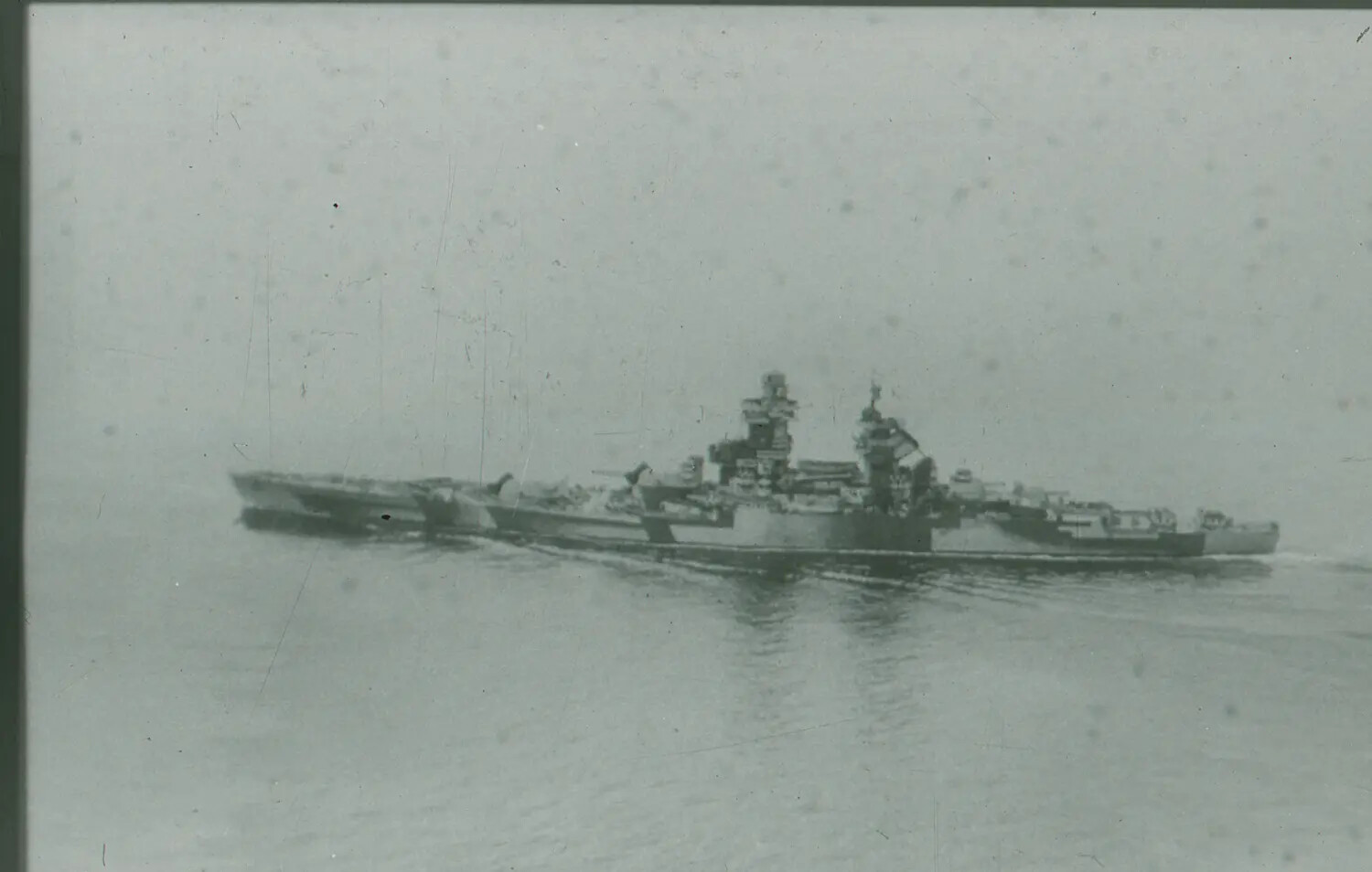 Battleship Underway with Twin Tower Superstructure, WWII-Era 35mm Negative