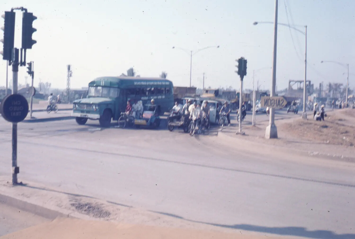 Street Intersection Scene Near Saigon, South Vietnam, 1968 Tet Offensive Era