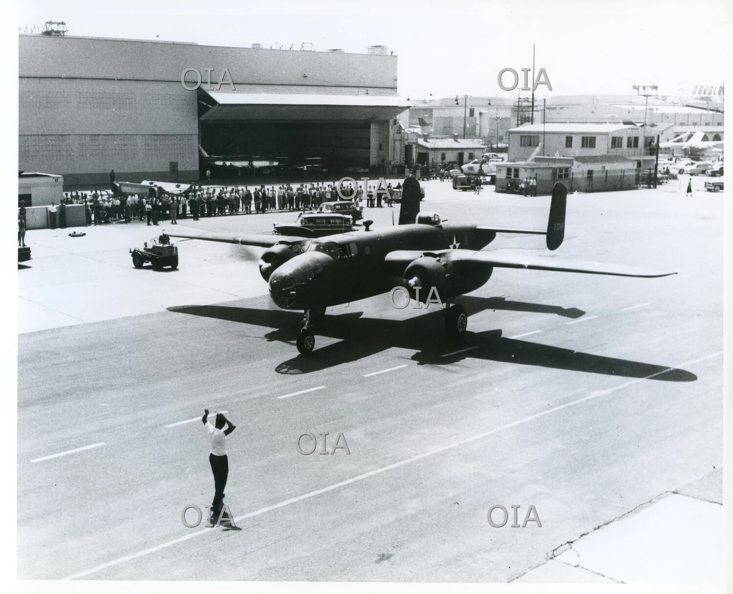 North American B-25 Mitchell Medium Bomber Taxiing at Douglas Aircraft Facility