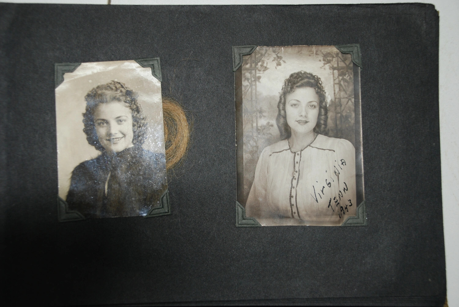 Portrait Photographs of 'Virginia,' Tennessee, 1943, with Keepsake Lock of Hair, Jack T. Kelley Album