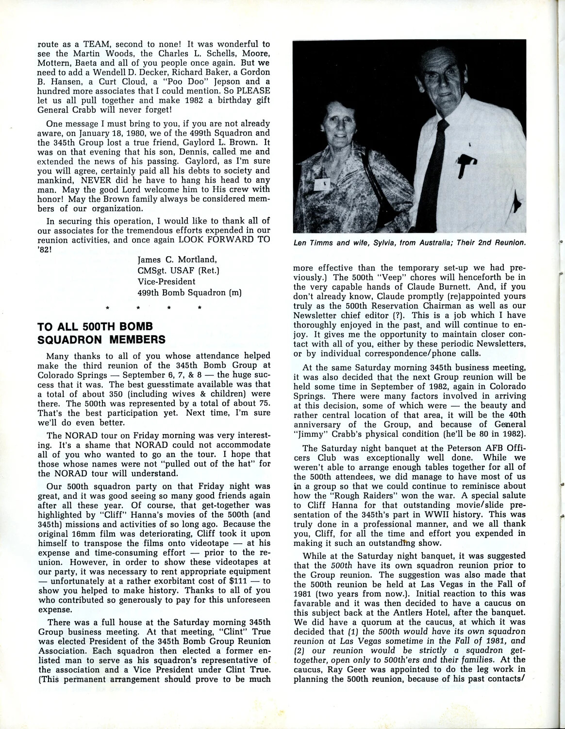 Air Apache Journal (1980): 499th Squadron Report Conclusion and '500th Bomb Squadron Members' Reunion Update