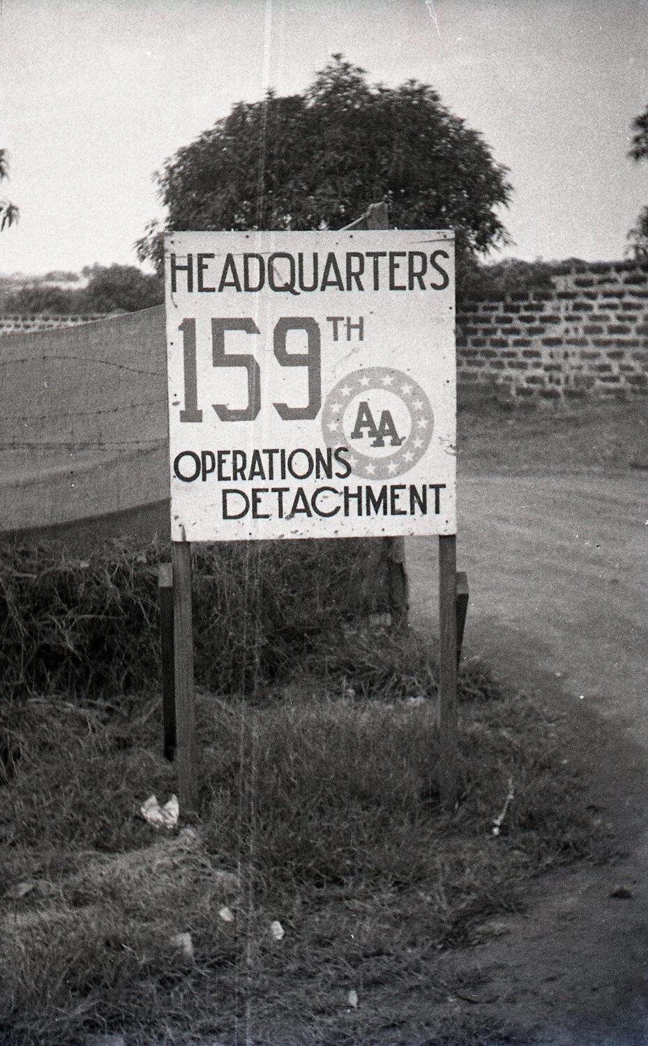 Headquarters Sign, 159th Antiaircraft Artillery Operations Detachment, Luzon, Philippines, WWII