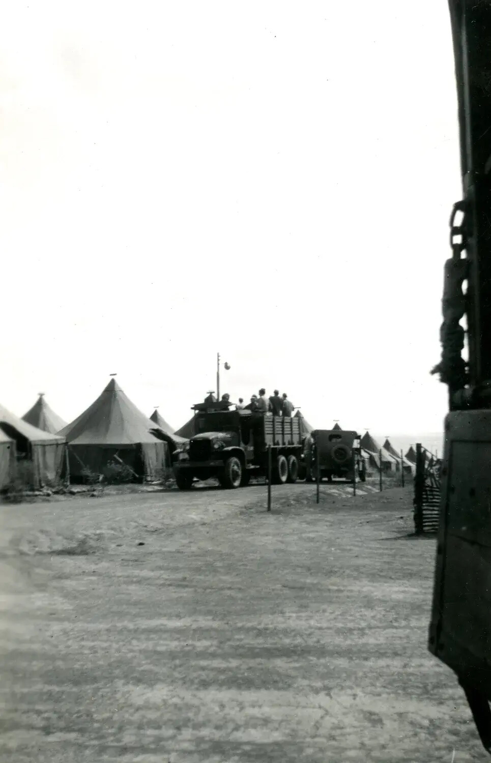 Marine Corps Tent Encampment with GMC Cargo Truck, Iwo Jima, 1945