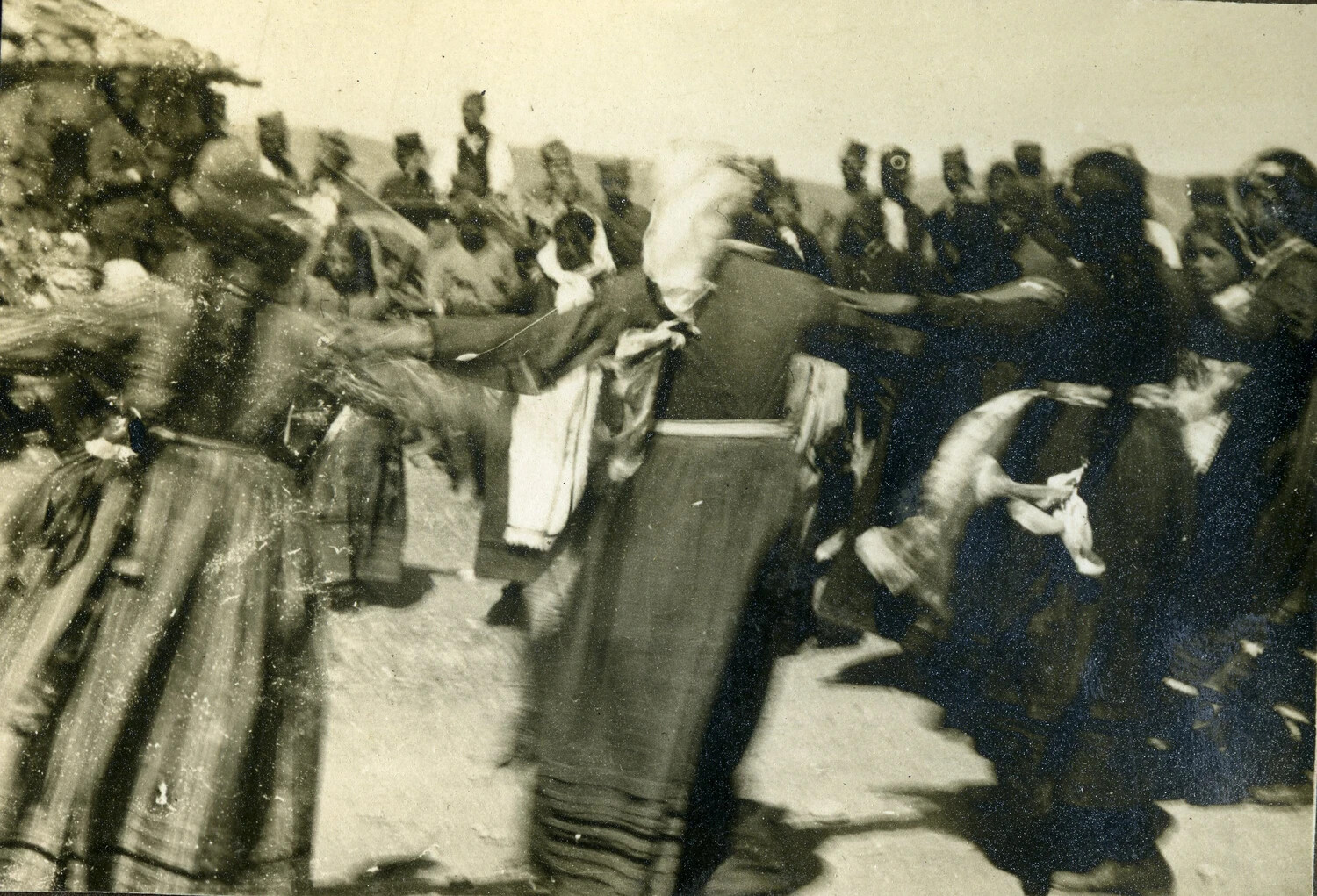 Villagers in Traditional Dress Performing a Circle Dance, WWI French Aviator's Album