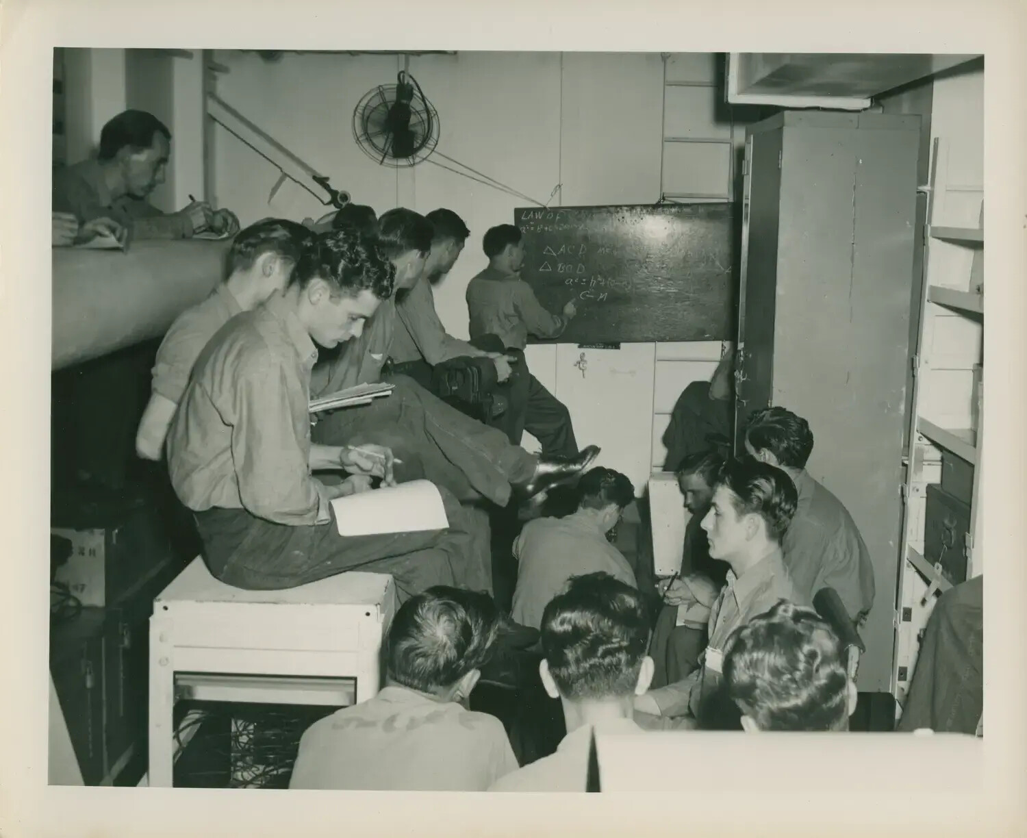 Shipboard Mathematics Class Aboard USS Petrof Bay (CVE-80), WWII
