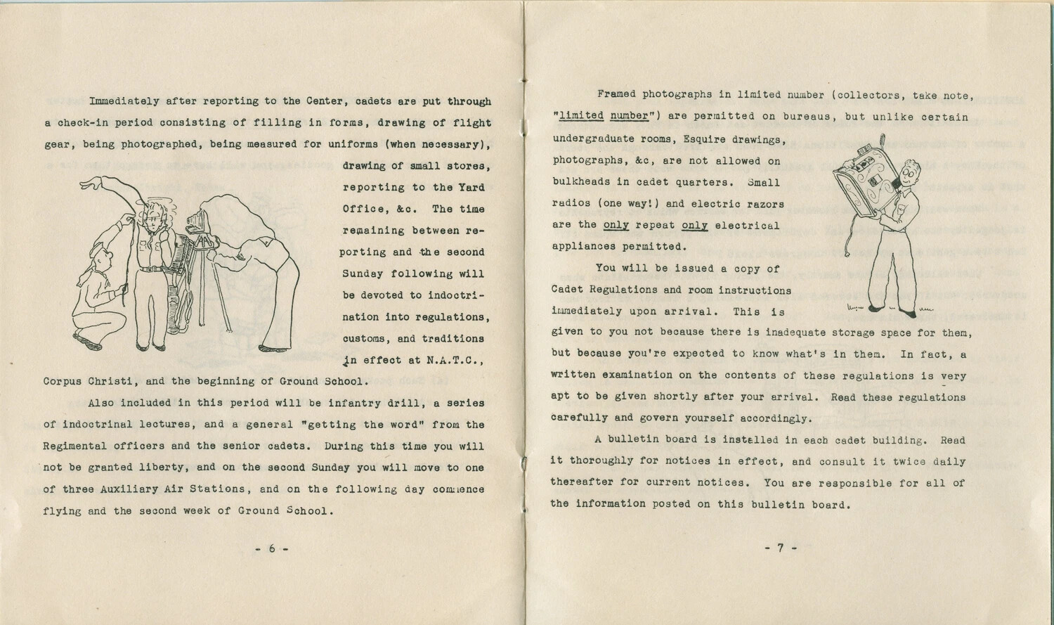 Naval Aviation Cadet Regulations Booklet, Pages 6-7, N.A.T.C. Corpus Christi