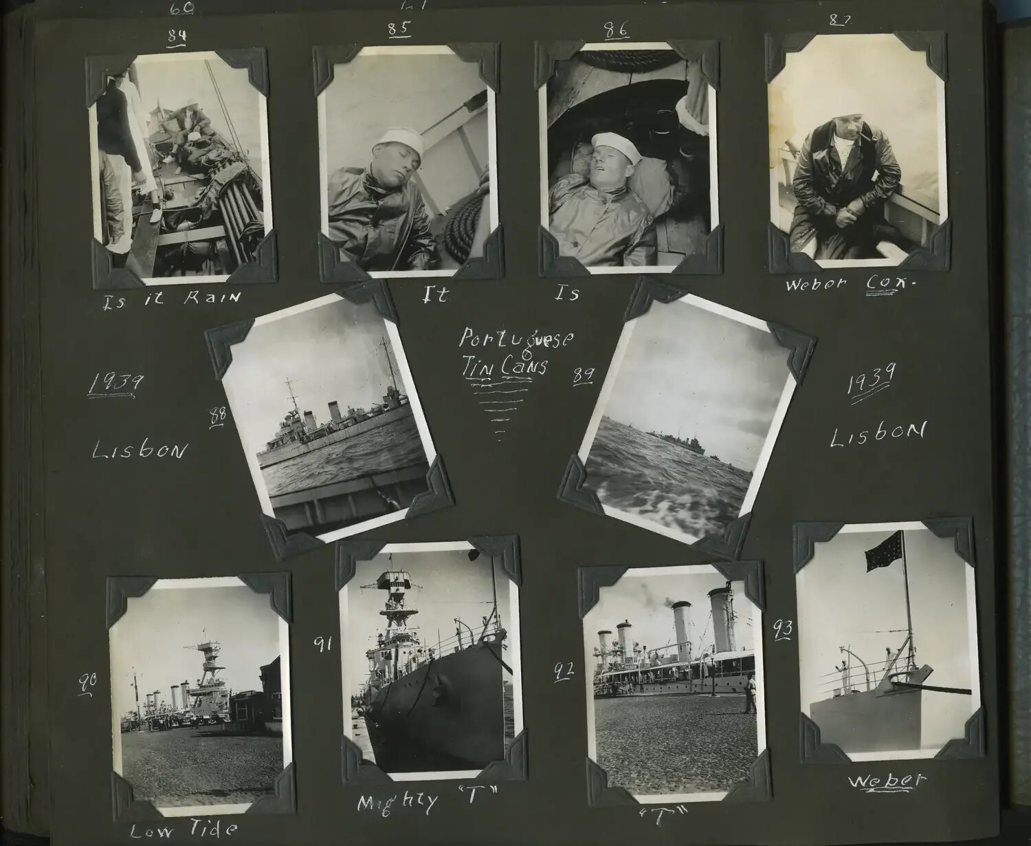 Album Page: USS Trenton Crew and Ship Views, Lisbon, Portugal, Photos 84-93 (1939)