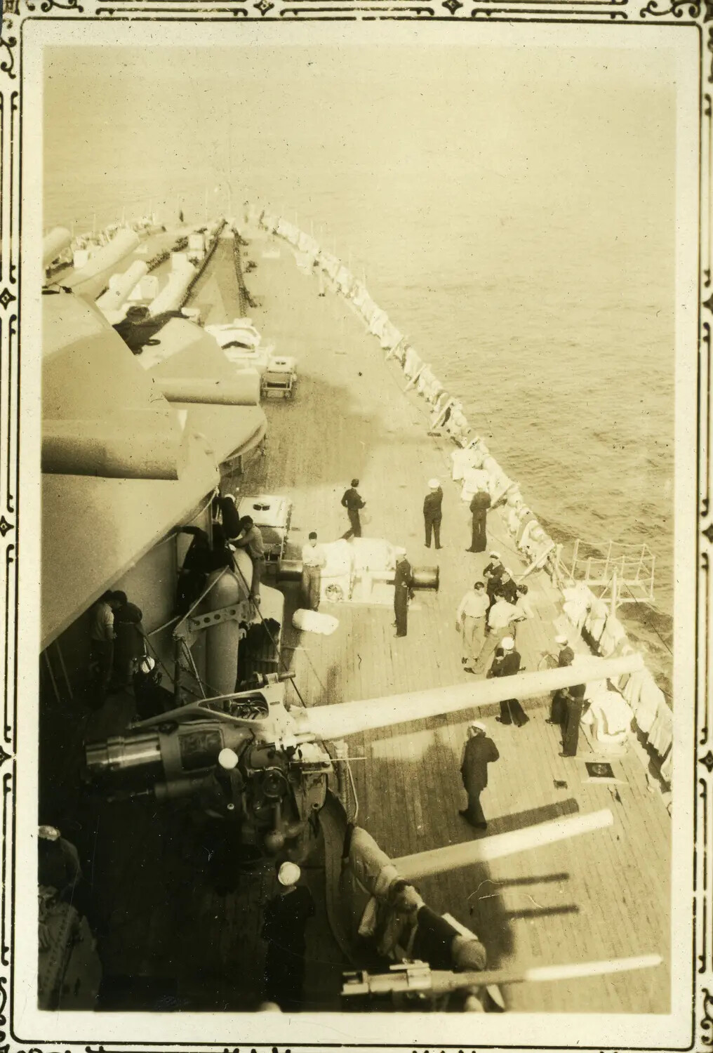 Forward View Along the Bow of USS Maryland (BB-46), 1930s Peacetime Navy