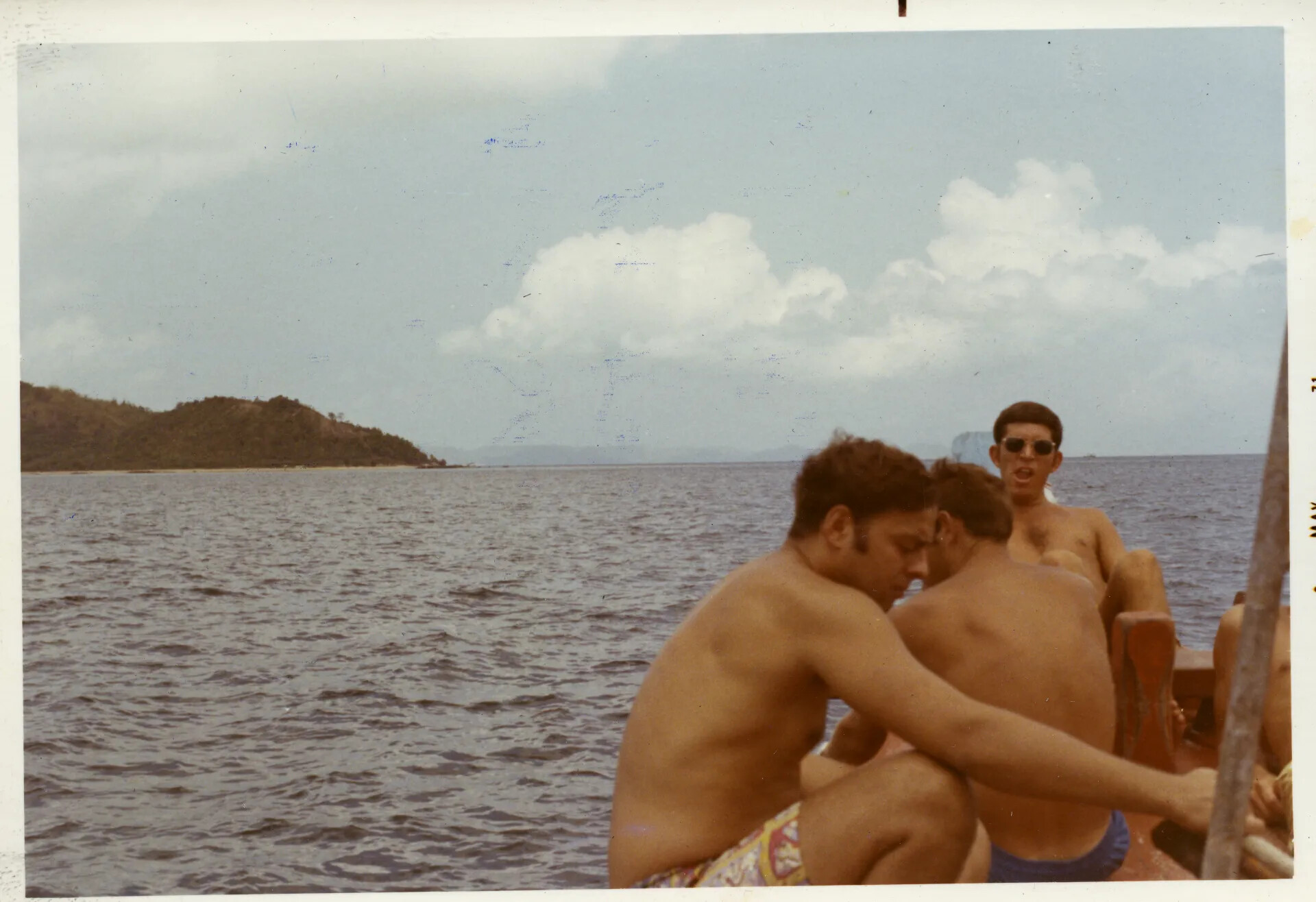 Servicemen on a Boat Outing Near Nakhon Phanom, Thailand, Vietnam War Era