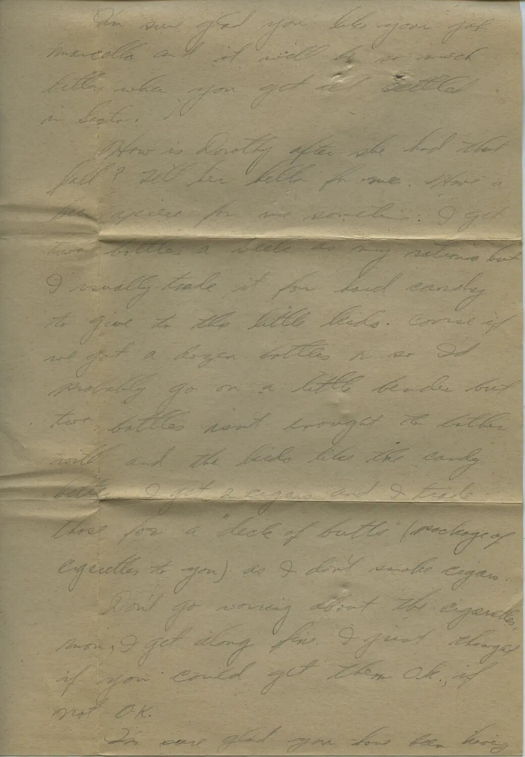 Handwritten Personal Letter Page, WWII-Era Correspondence Home