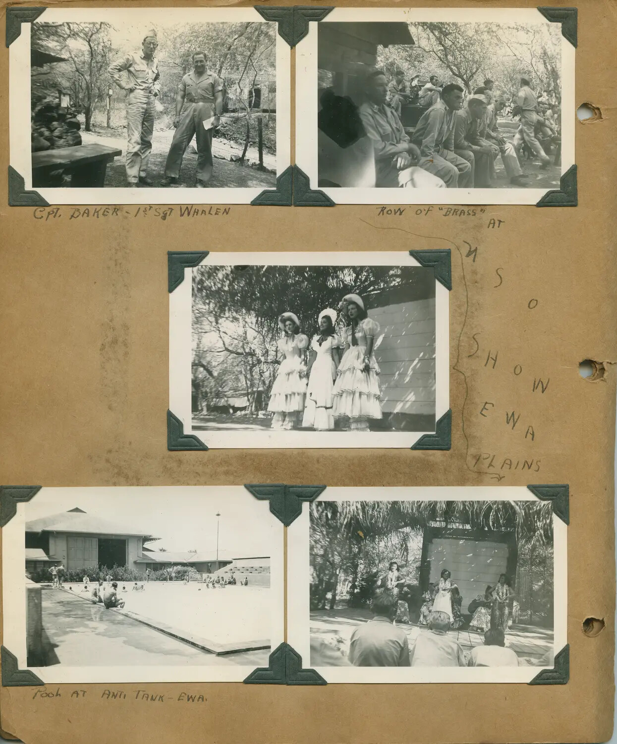 Military Personnel, USO Show, and Recreation at Ewa Plains, Oahu, World War II Era