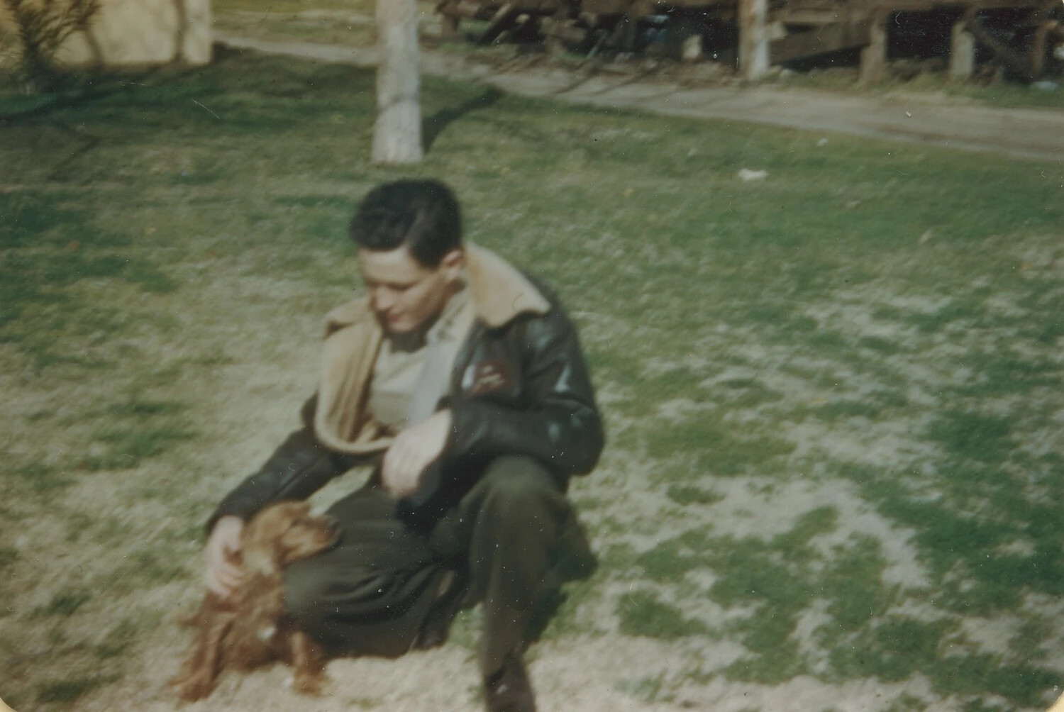 Serviceman with Pet Dog, Color Snapshot, Pat McAleer Collection