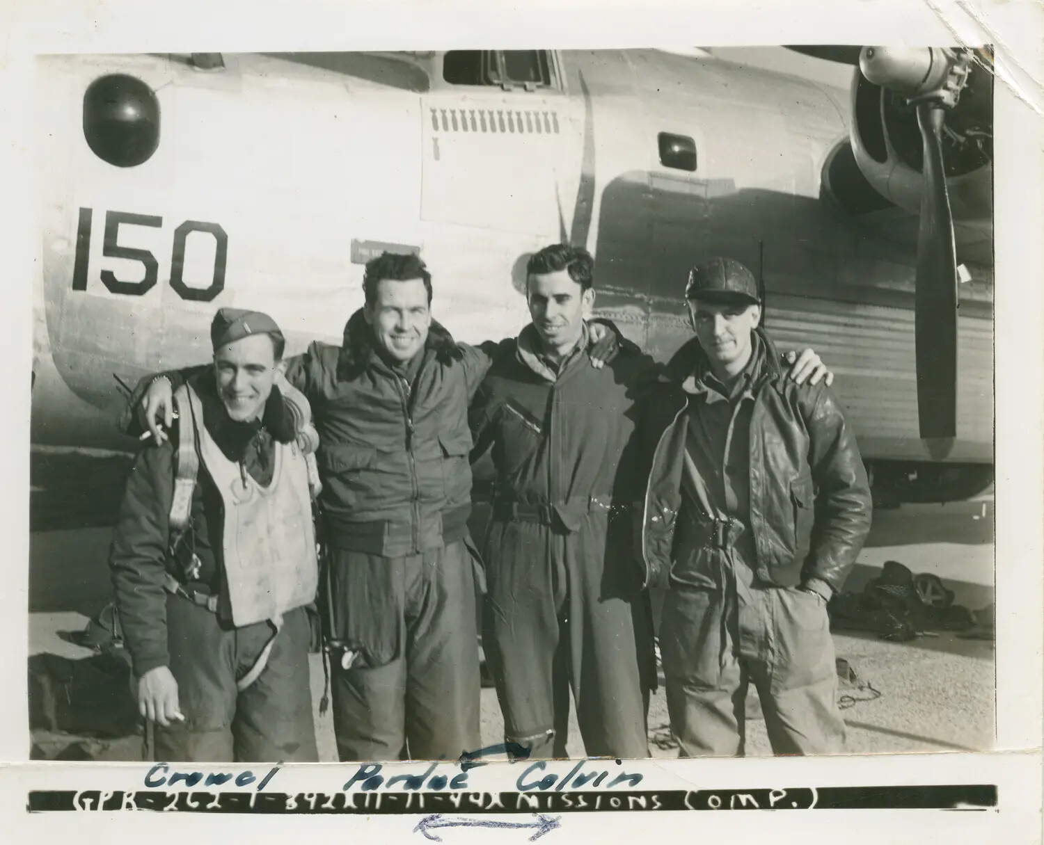 B-24 Liberator Aircrew, Nose Art '150' -- 392nd Bombardment Group, 579th Bomb Squadron, England, November 1944