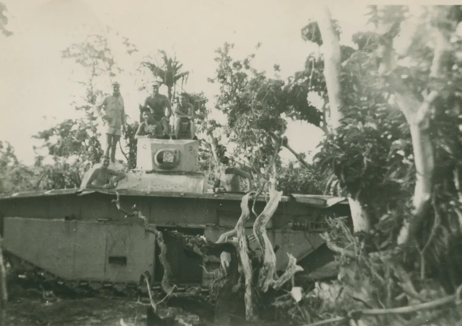 Matilda II Infantry Tank with Troops in Jungle Terrain, Southwest Pacific Theater, World War II