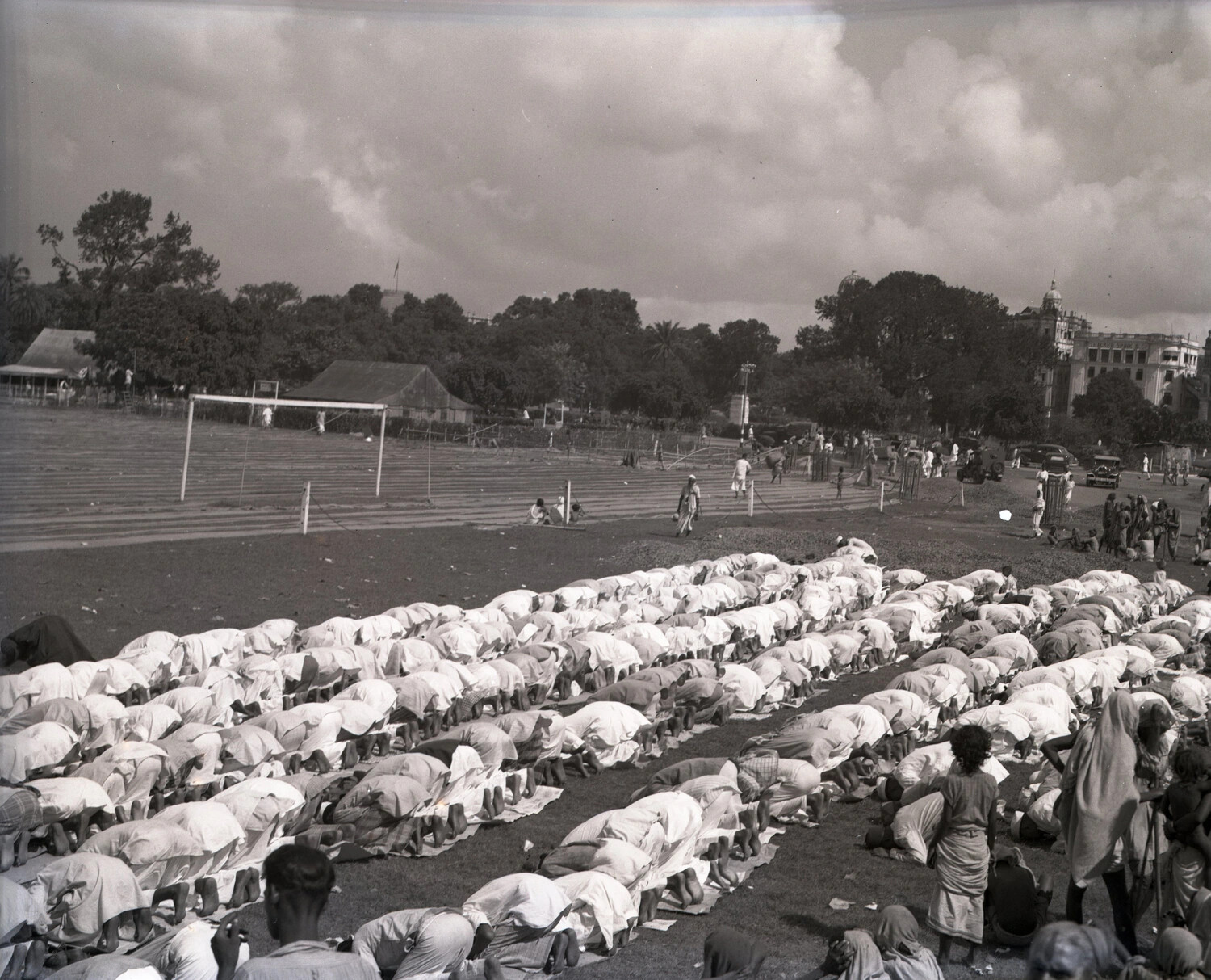 Mass Outdoor Islamic Prayer Gathering on a Maidan, Calcutta, India, WWII Era