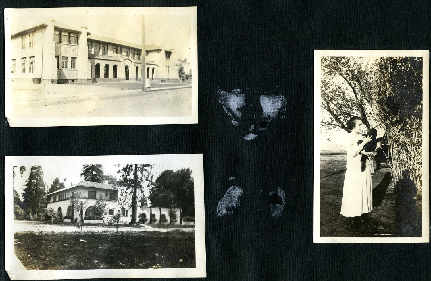 WWI-Era Photo Album Page: Civilian Buildings and Portrait Snapshot