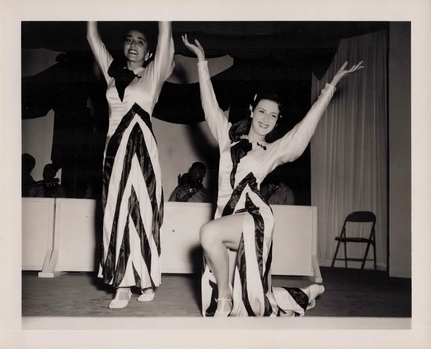 Costumed Dance Duo in Finale Pose, WWII Era Variety Show