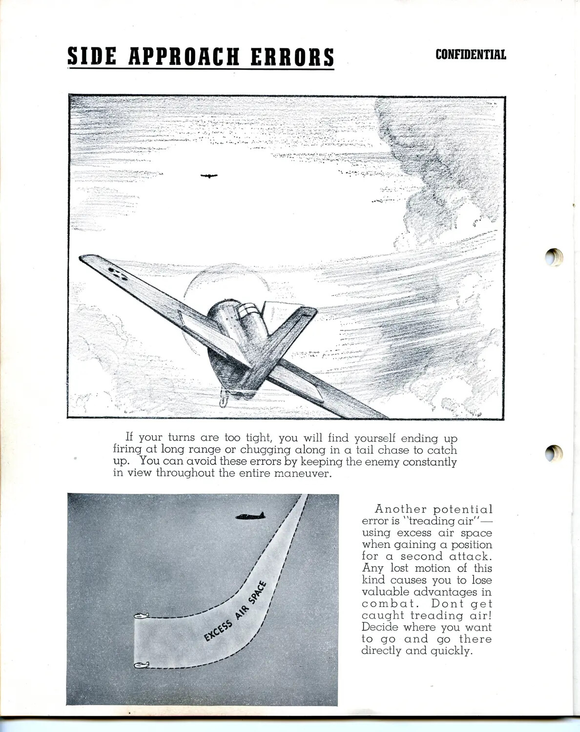 Confidential Fighter Tactics Training Manual Page: 'Side Approach Errors,' WWII Era