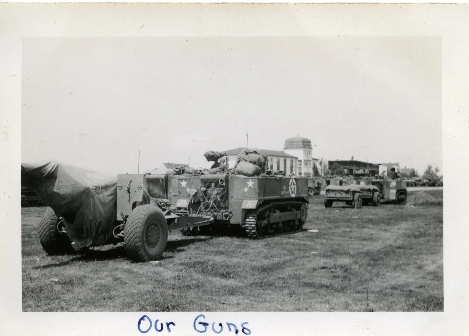 M5 High-Speed Tractors Towing Artillery, 44th Infantry Division, WWII European Theater (Norman Baget Album)