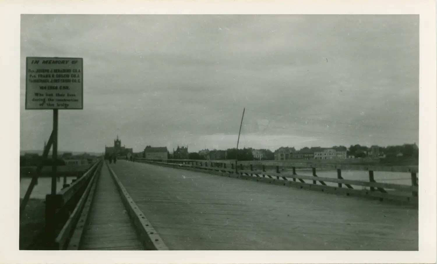 WWII Army Engineer Memorial Sign at Timber Trestle Bridge, European Theater