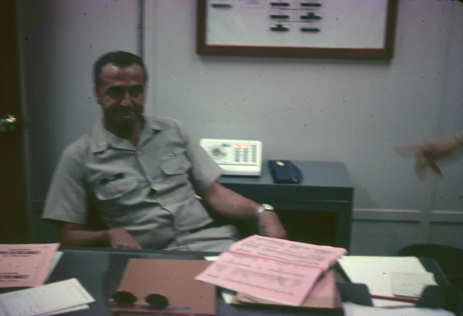 U.S. Air Force Officer at Desk in Squadron Office — 3rd Tactical Fighter Wing, South Vietnam, 1965