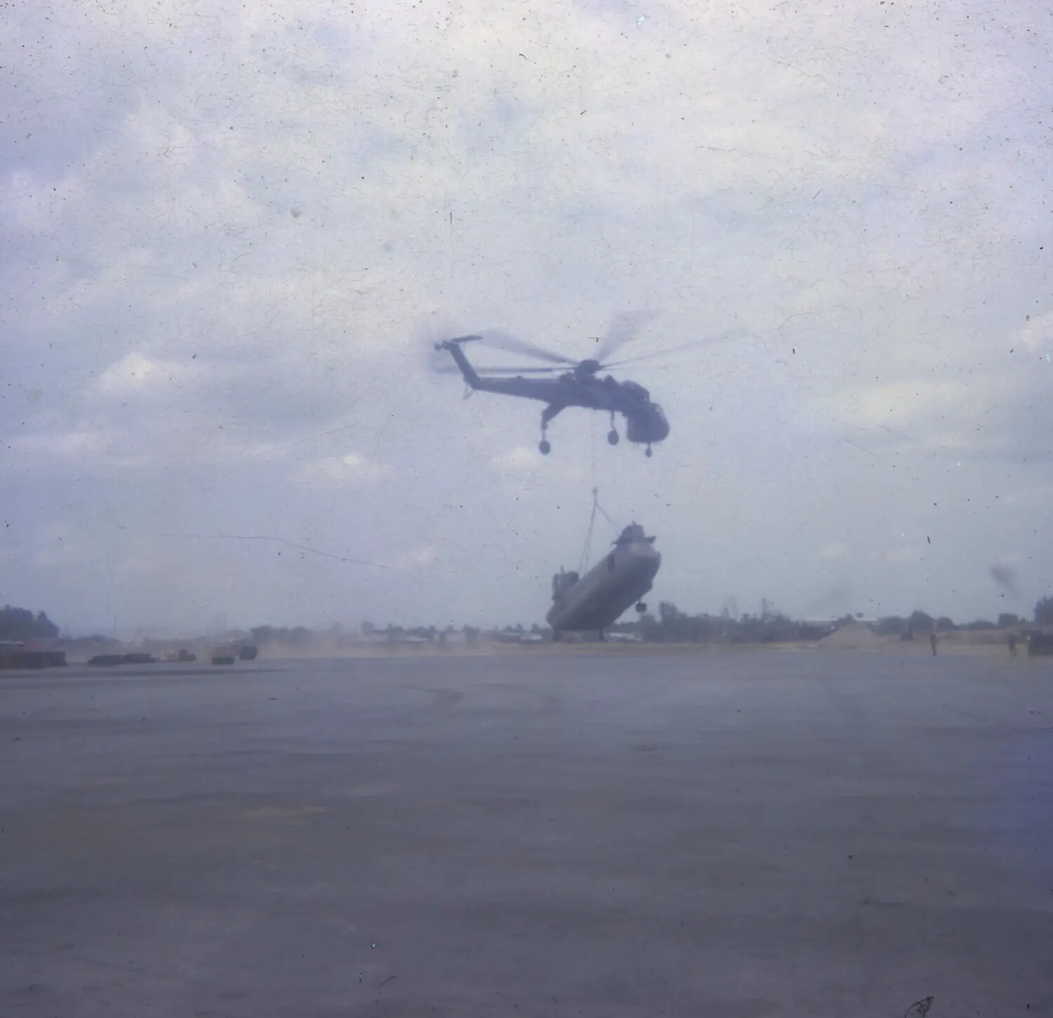 CH-54 Skycrane Helicopter Recovering Downed Helicopter, Vietnam