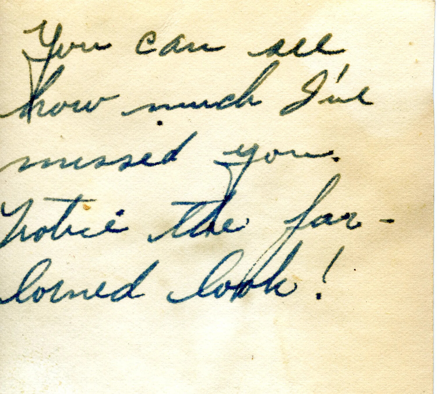 Handwritten Album Caption Card: 'Notice the Far-lorned Look!' (345th Bomber Group Album)