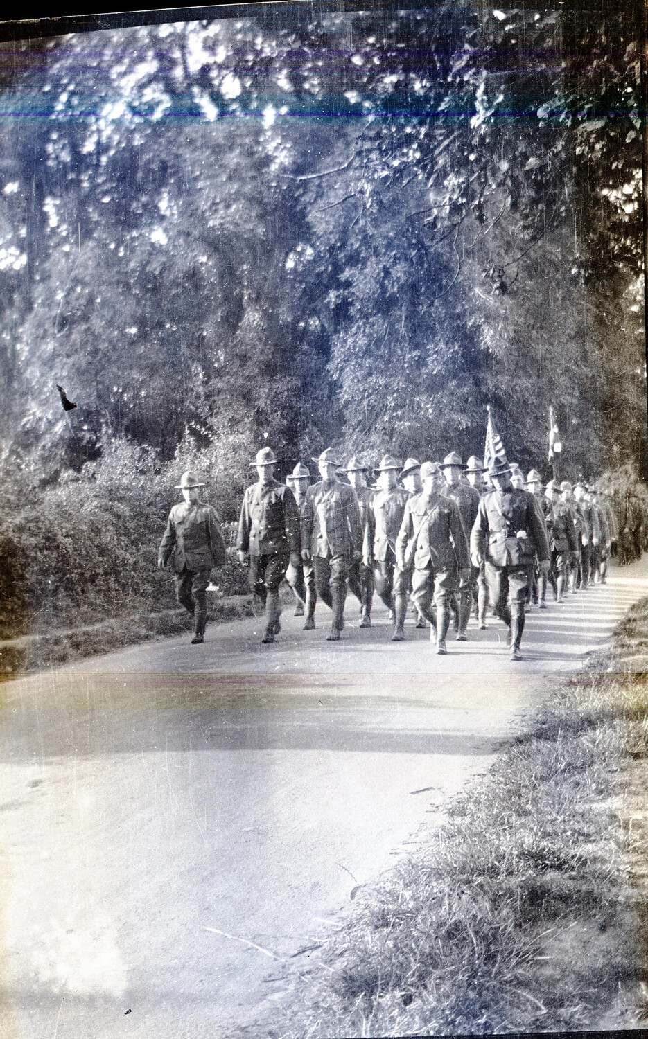 American Expeditionary Forces Column on the March, France/England, WWI, circa 1917-1918