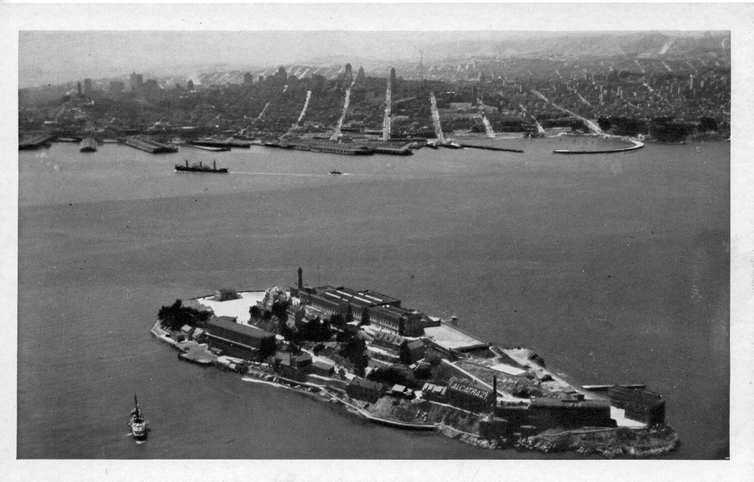Aerial View of Alcatraz Island, San Francisco Bay, Real Photo Postcard