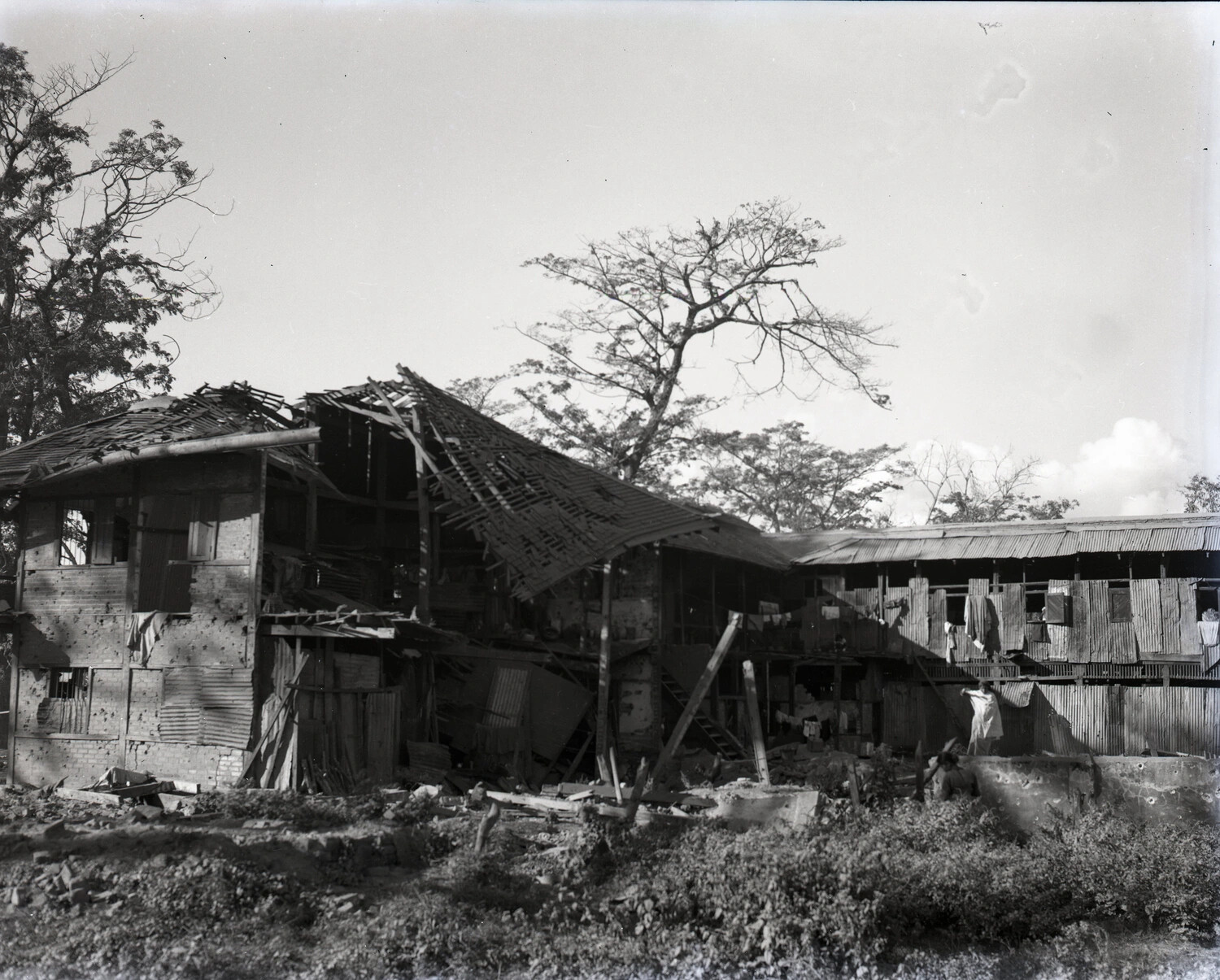 War-Damaged Building, China-Burma-India Theater, World War II