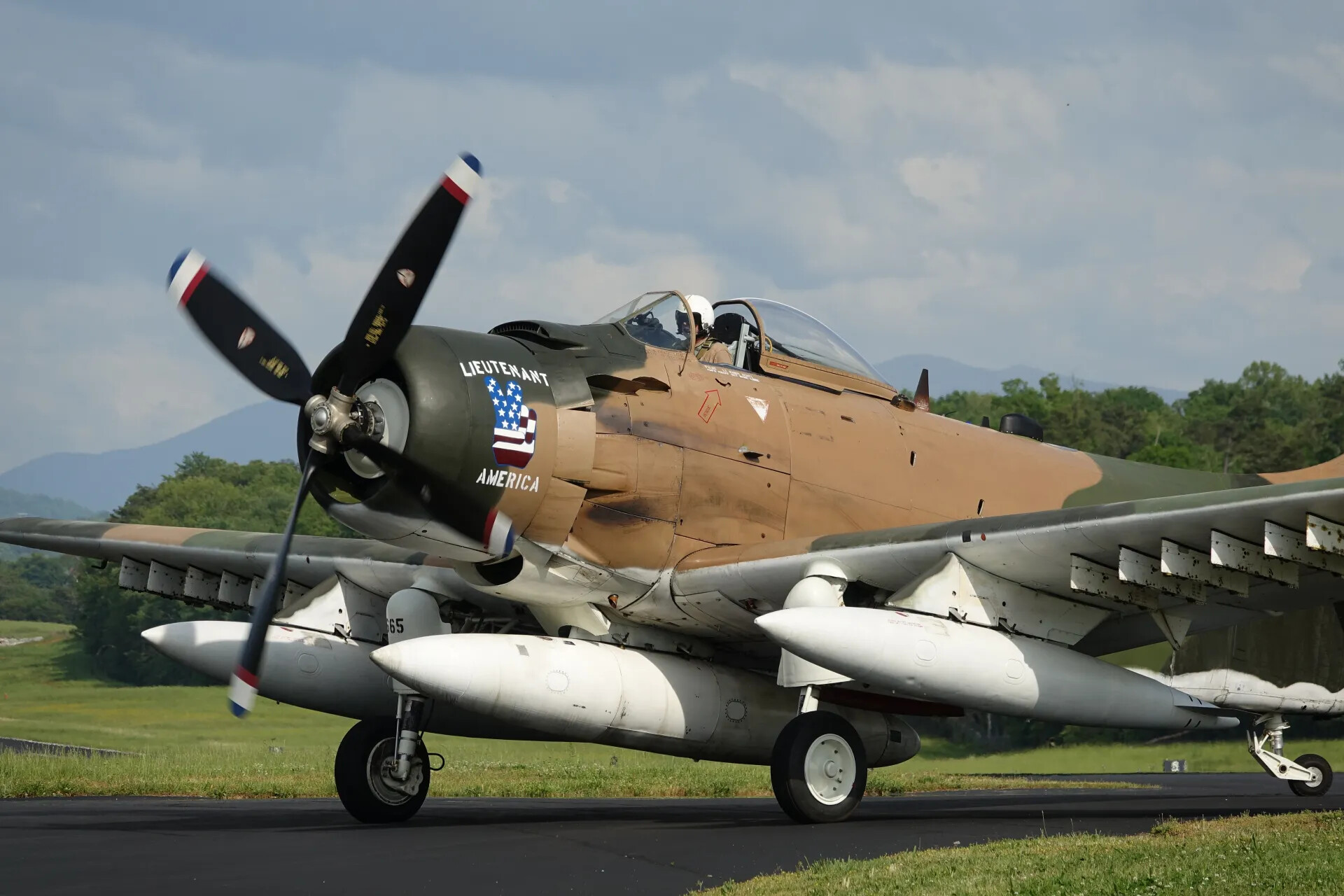Douglas A-1 Skyraider 'Lieutenant America' Taxiing at Airshow, May 2019
