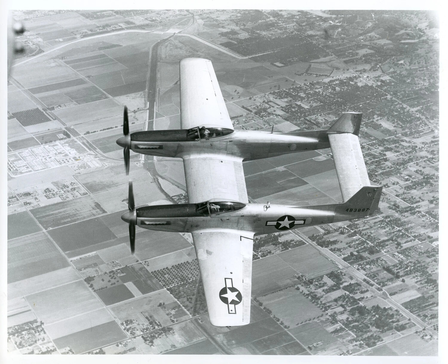 North American XP-82 Twin Mustang Prototype in Flight, Serial 44-83887