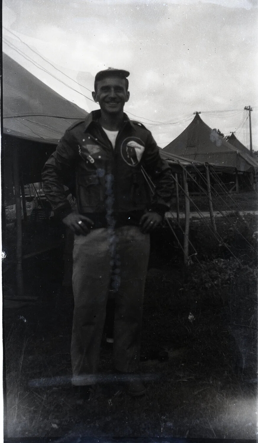 345th Bombardment Group Airman in A-2 Flight Jacket, Ie Shima Airfield, 1945