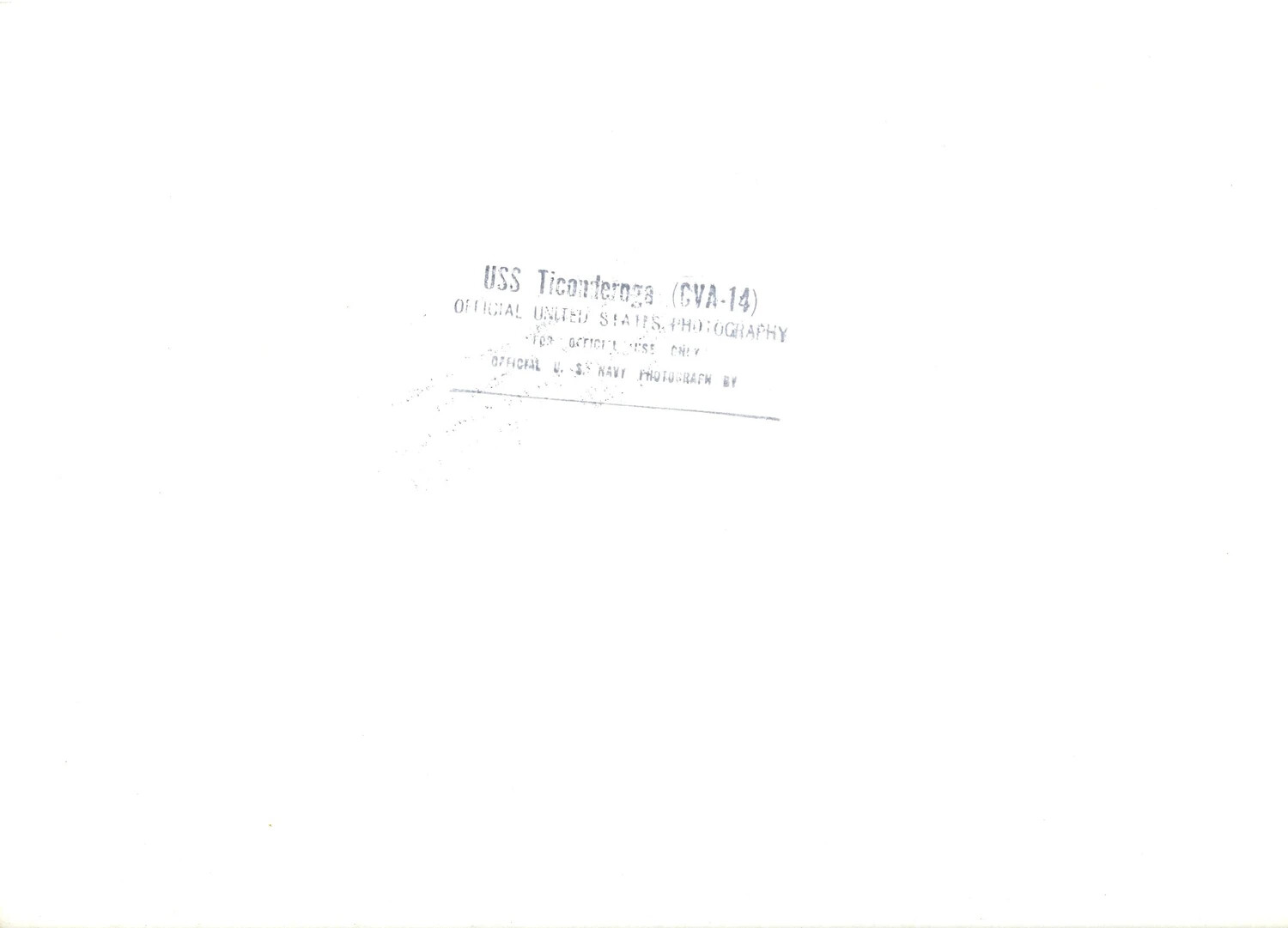 Verso (Reverse Side) of Official U.S. Navy Photograph, USS Ticonderoga (CVA-14), Vietnam War Era