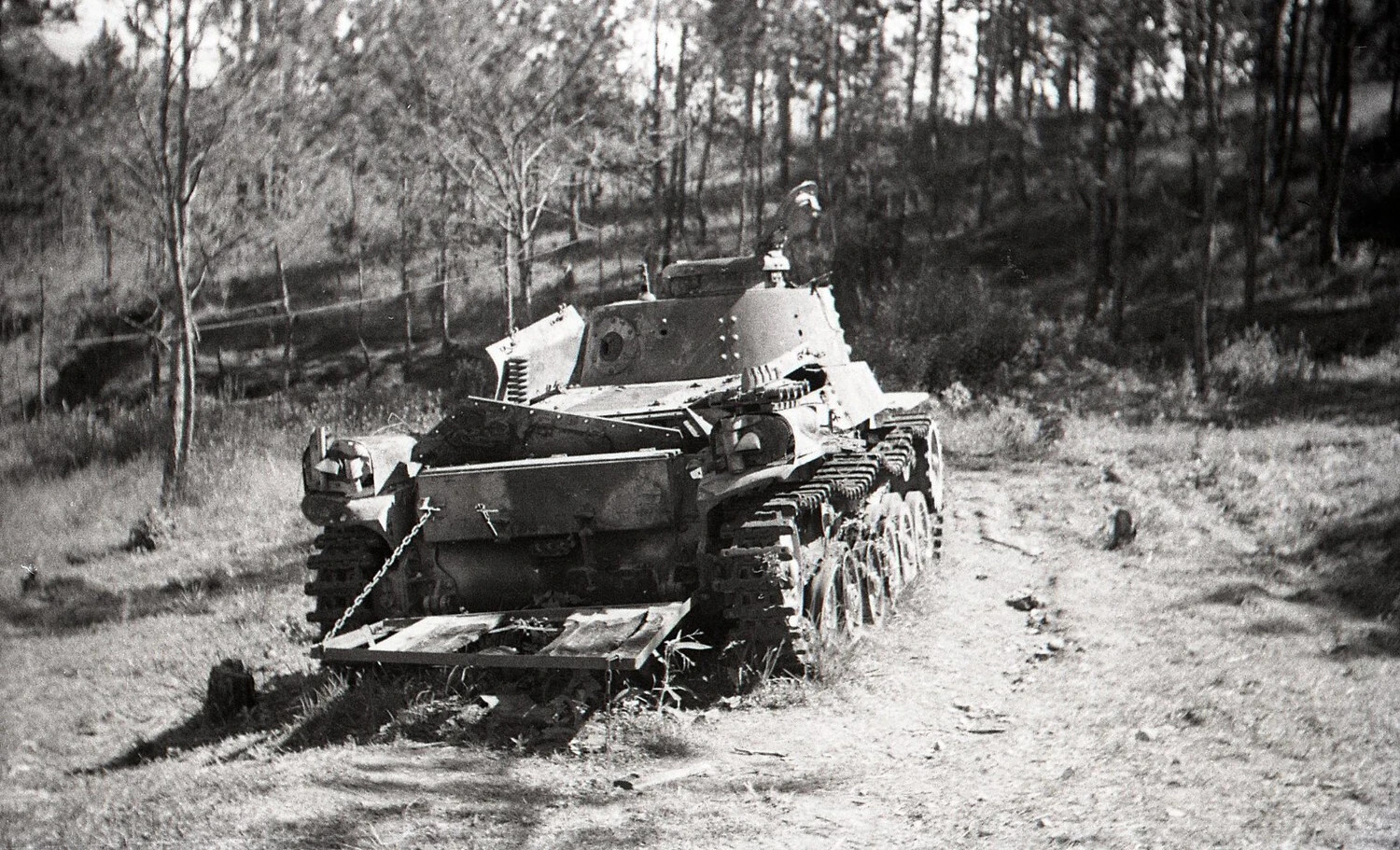 Abandoned Japanese Type 97 Chi-Ha Medium Tank, Rear View, Luzon, Philippines, WWII