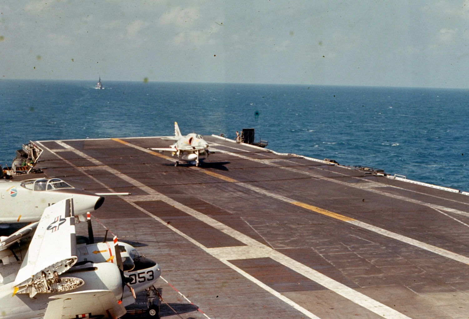 A-4 Skyhawk on the Flight Deck of USS Ticonderoga (CVA-14) During Vietnam War Combat Operations
